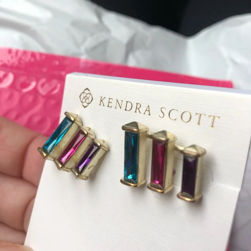 Kendra Scott Multicolor Baguette Stud Earrings - Teal, Pink, Purple